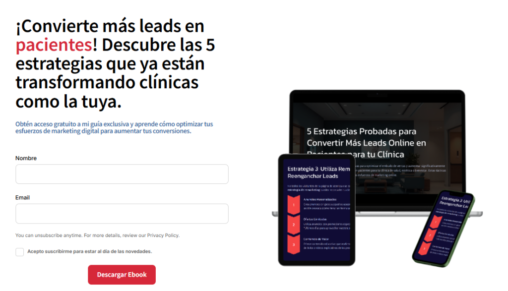 ejemplo de lead magnet de un embudo de ventas